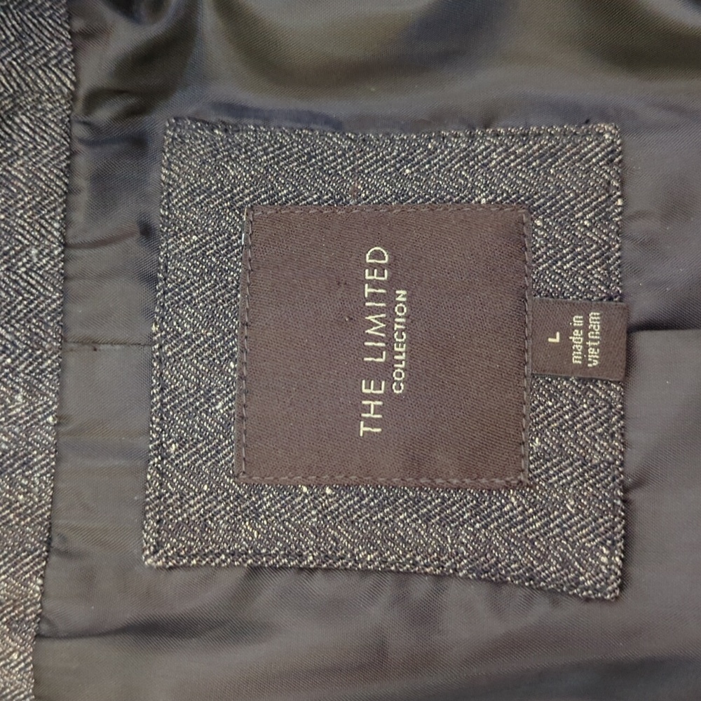 The Limited Brown Puff Sleeve Herringbone Tweed Tailored Suit Jacket Size Large - Picture 6 of 7